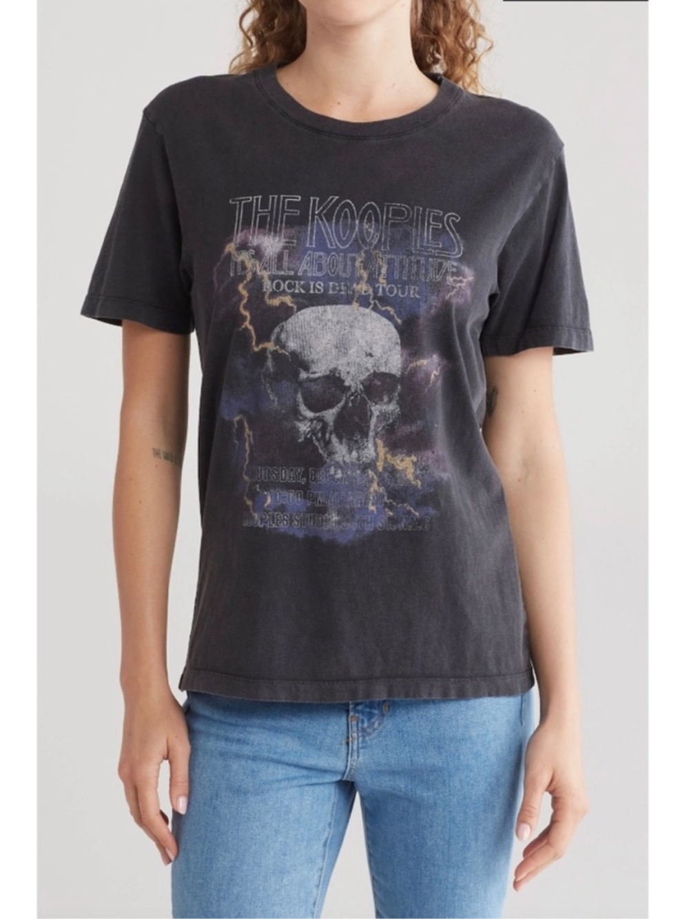 The Kooples Black Skull Tour Graphic Tee